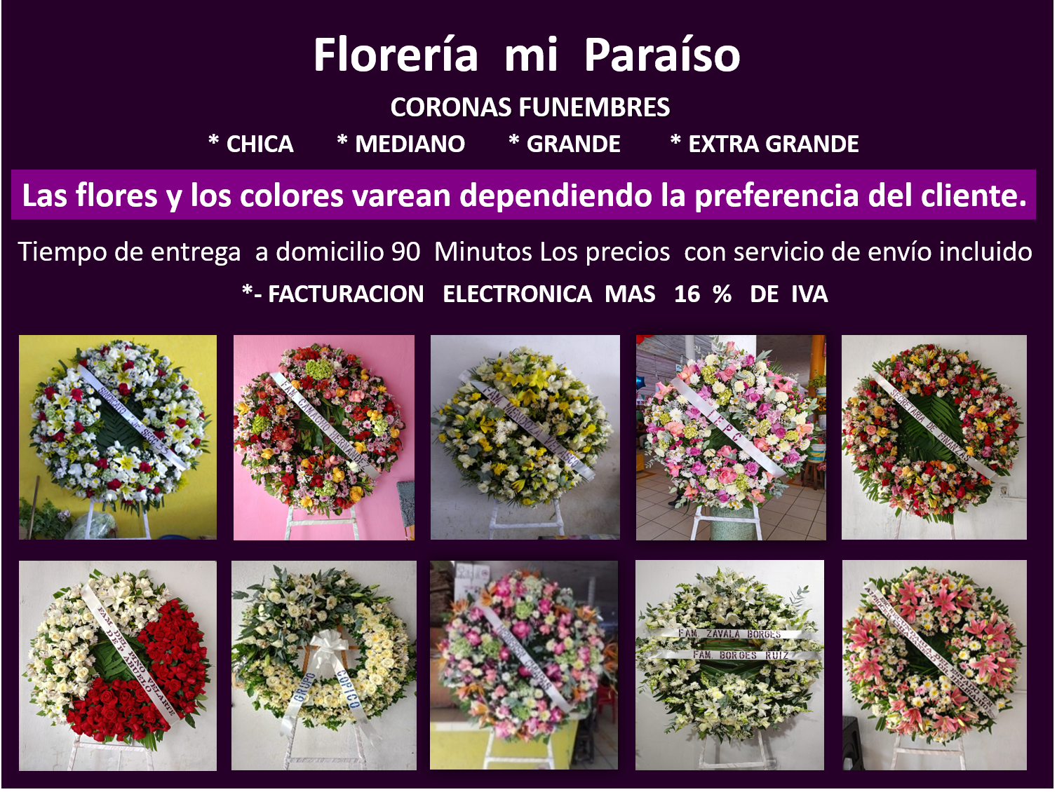 FLORERIA MI PARAISO   ATENCION EL LINEA LAS 24 HORAS  WHATSAPP  961 10 9 57 28    
