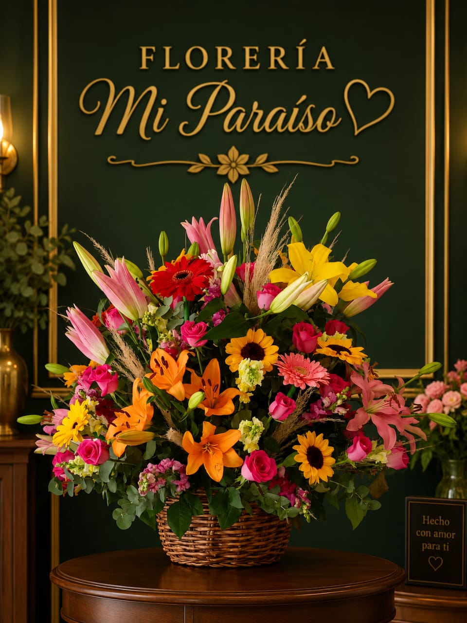 ARREGLO PRIMAVERAL EN CANASTA      FOLIO  --   007